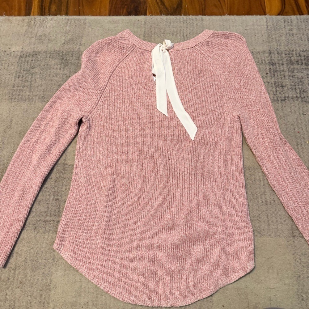LOFT Pink Knit Sweater Womens Large Back Tie Long Sleeve Lightweight NWT - Picture 4 of 6